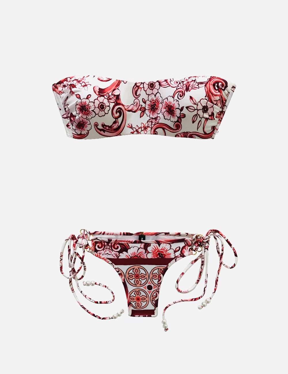 Nadia Guidi 18.b CAPRI Bikini Fascia Strings Corallo Italia