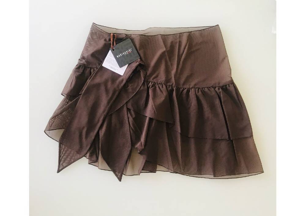 Nadia Guidi 98.f TWILLY Pareo Corto Marrone Tulle Elasticizzato Vendita Economica