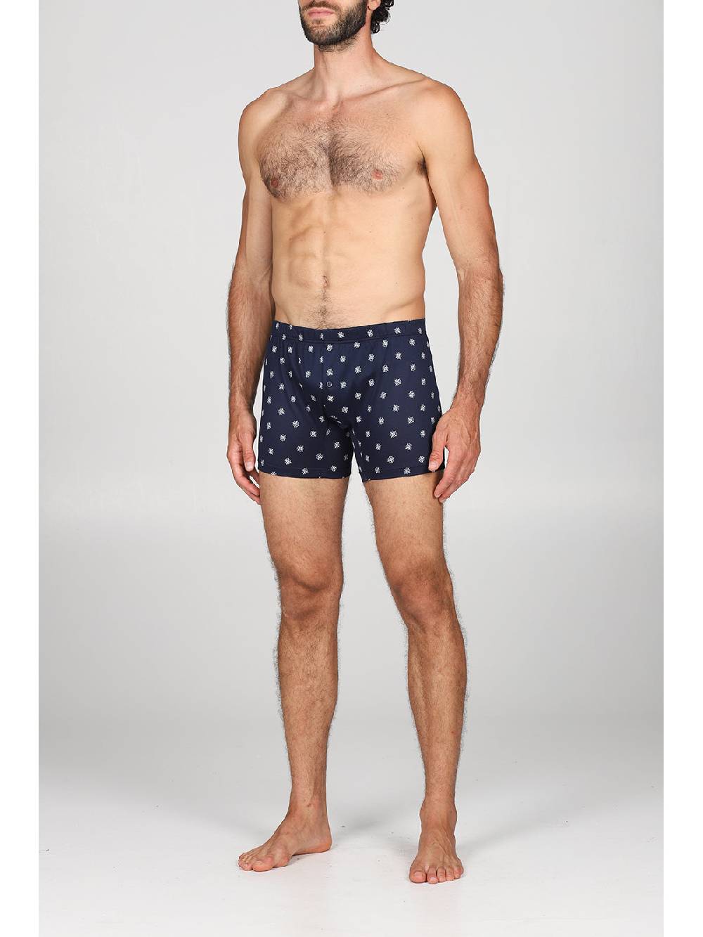 Julipet Boxer lungo in setoso puro cotone mercerizzato con disegno "bussola" Vendita Calda