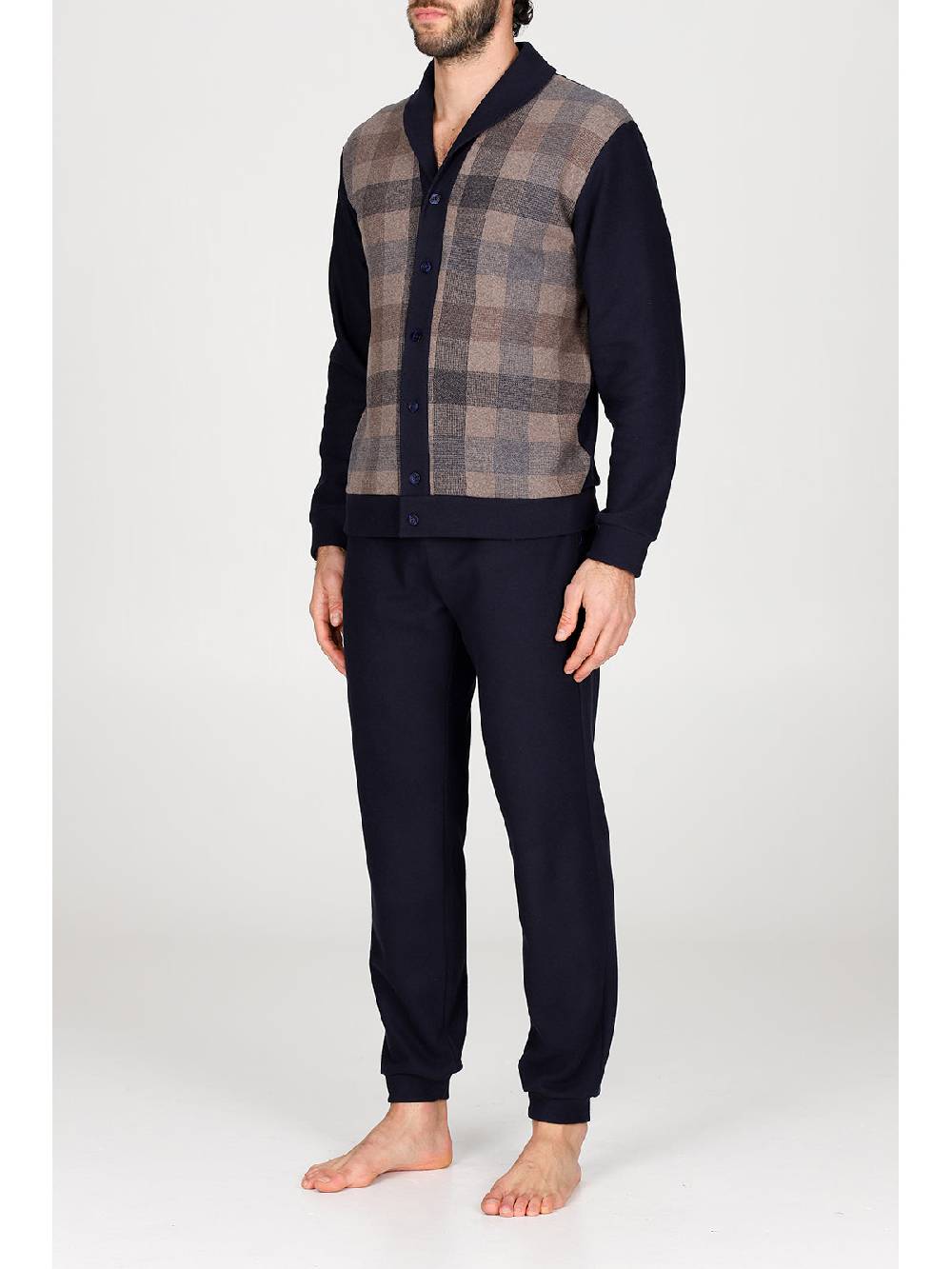 Julipet Pigiama cardigan in confortevole jacquard di cotone Vendite Flash