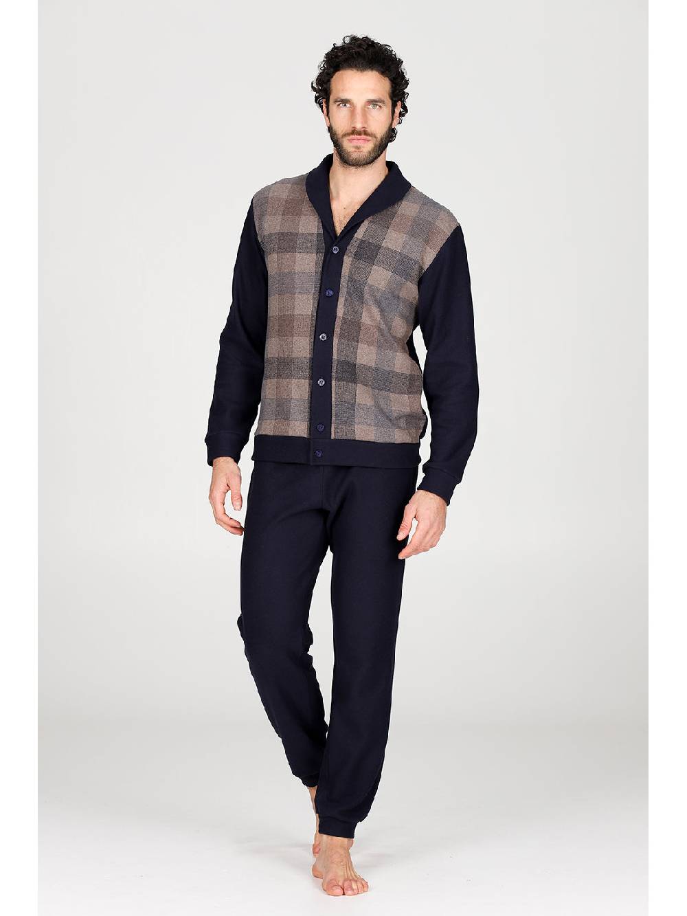 Julipet Pigiama cardigan in confortevole jacquard di cotone Vendite Flash