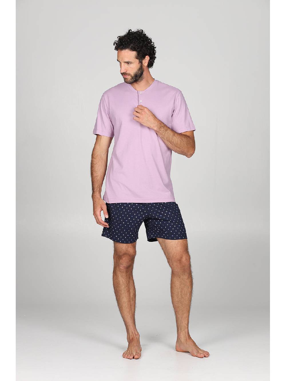 Julipet Pigiama corto in traspirante jersey di puro cotone fantasia tetris nei pantaloncini Sconto
