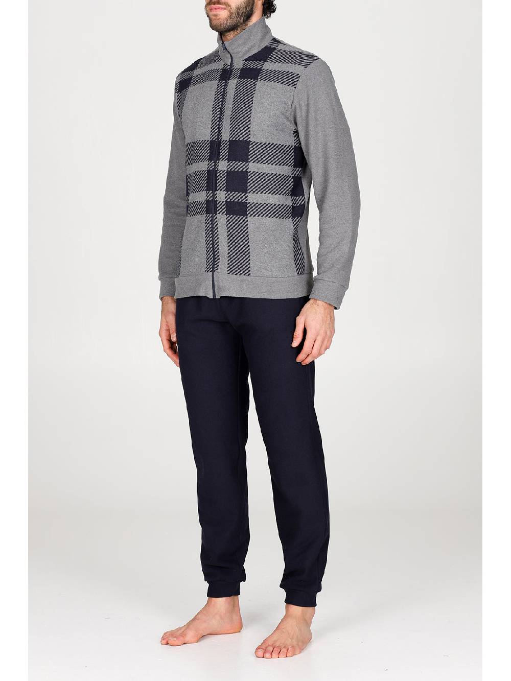 Julipet Pigiama con zip in confortevole jacquard di cotone Saldi Di Fabbrica