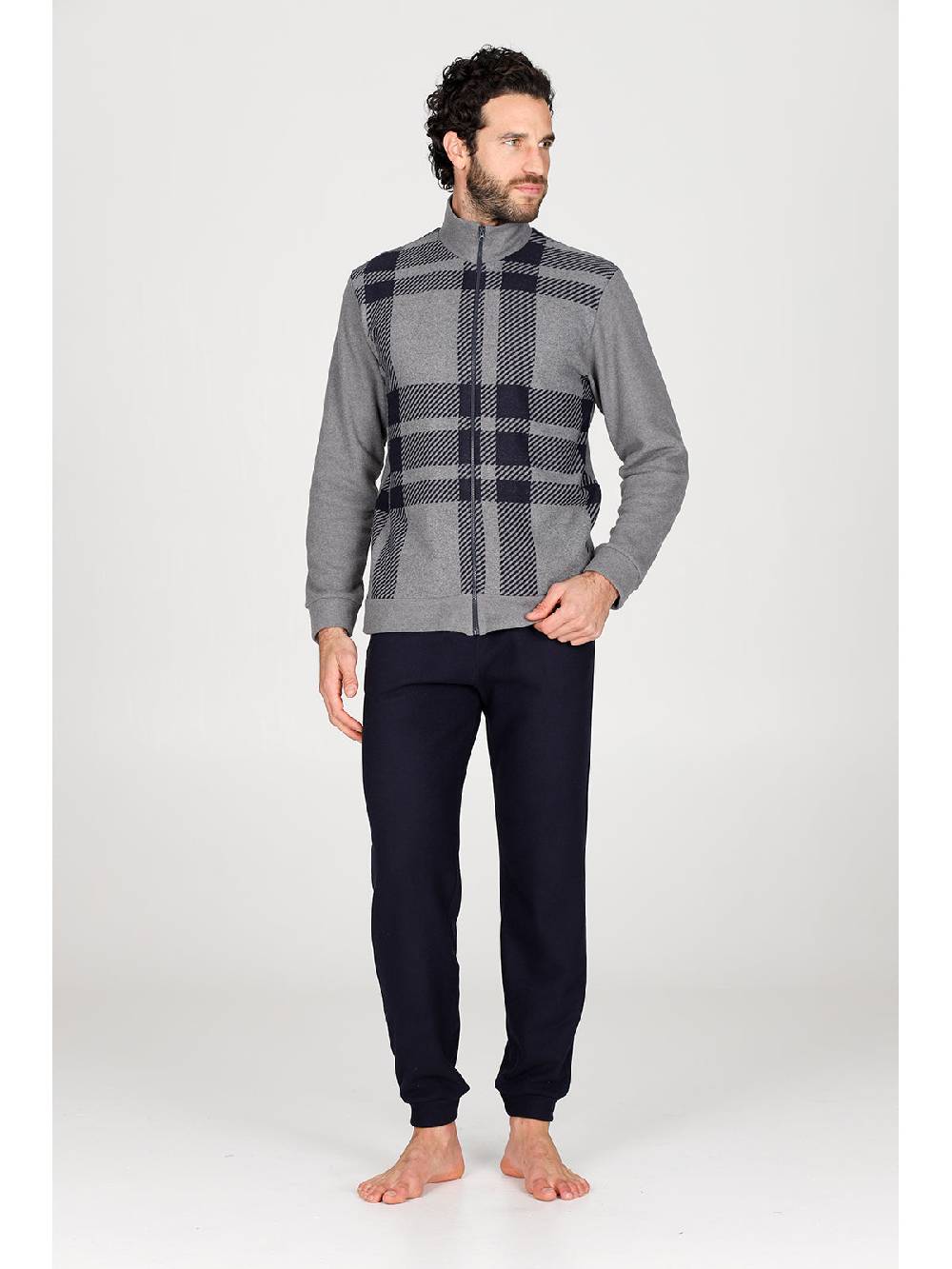 Julipet Pigiama con zip in confortevole jacquard di cotone Saldi Di Fabbrica
