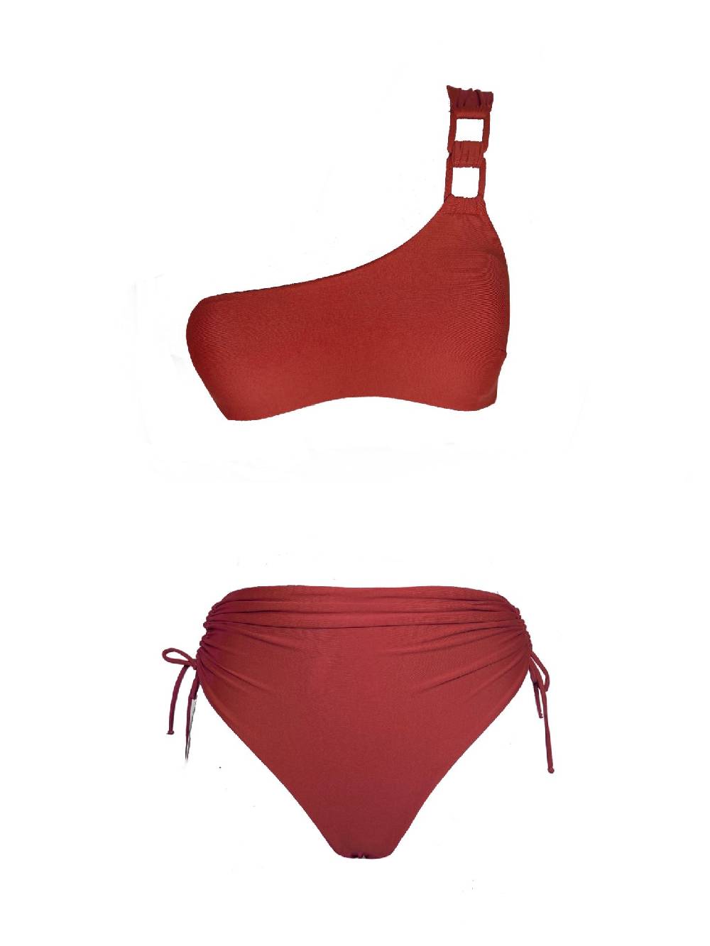 Olivia Gold Reggiseno Monospalla + Slip a vita alta drappeggiato Offerte