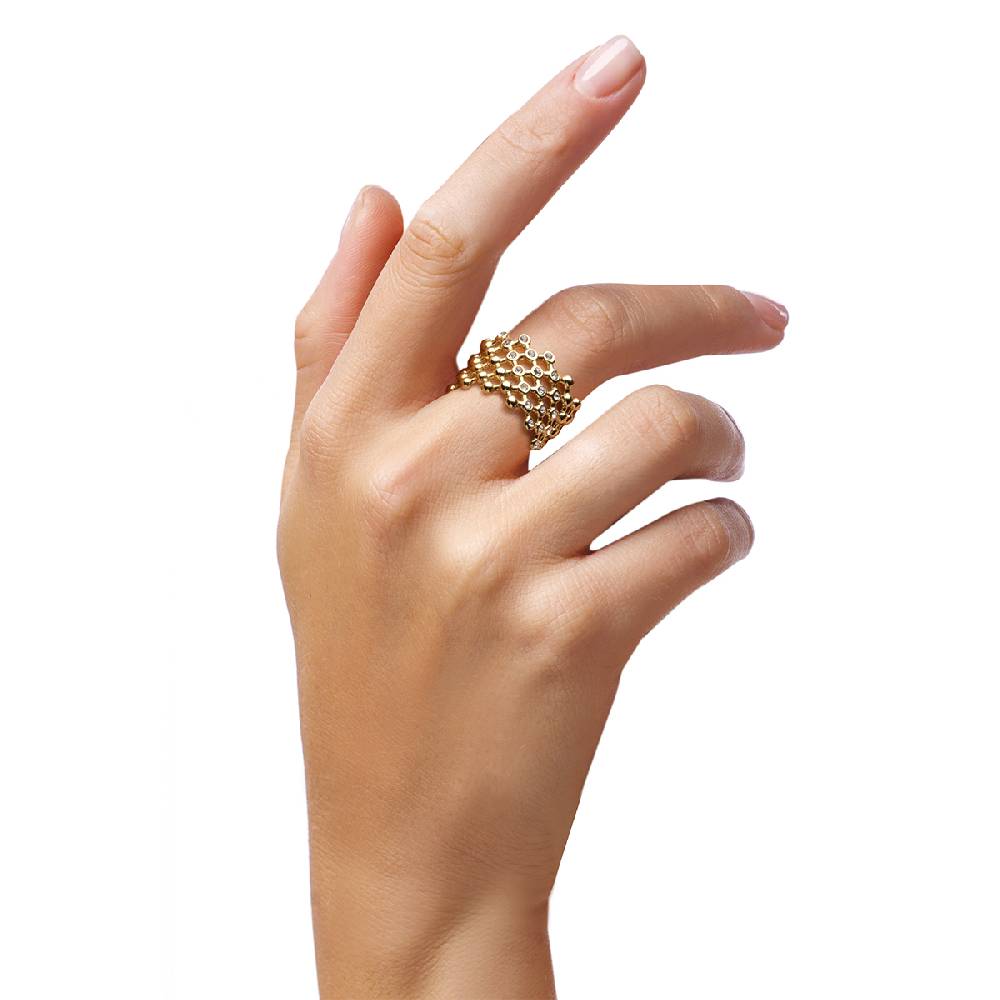 Opsobjects CLAIRE anello color oro fascia con strass Nuova
