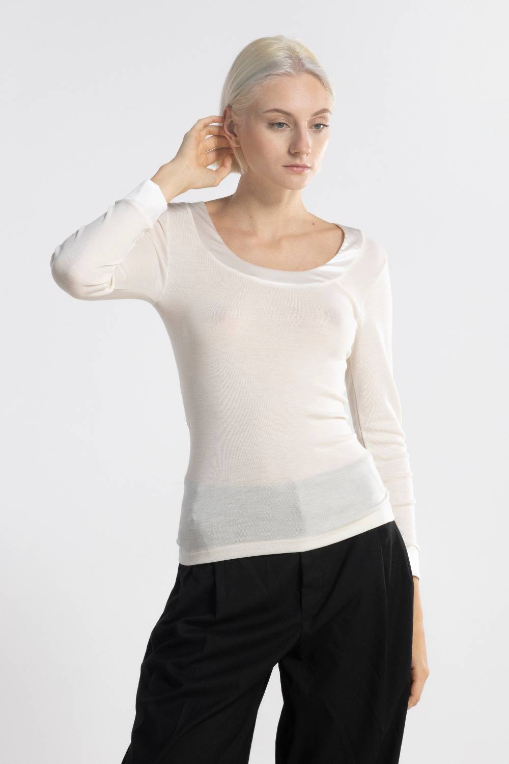 Oscalito Camicia Donna Lana e Seta maniche lunghe 4258 Hotsell