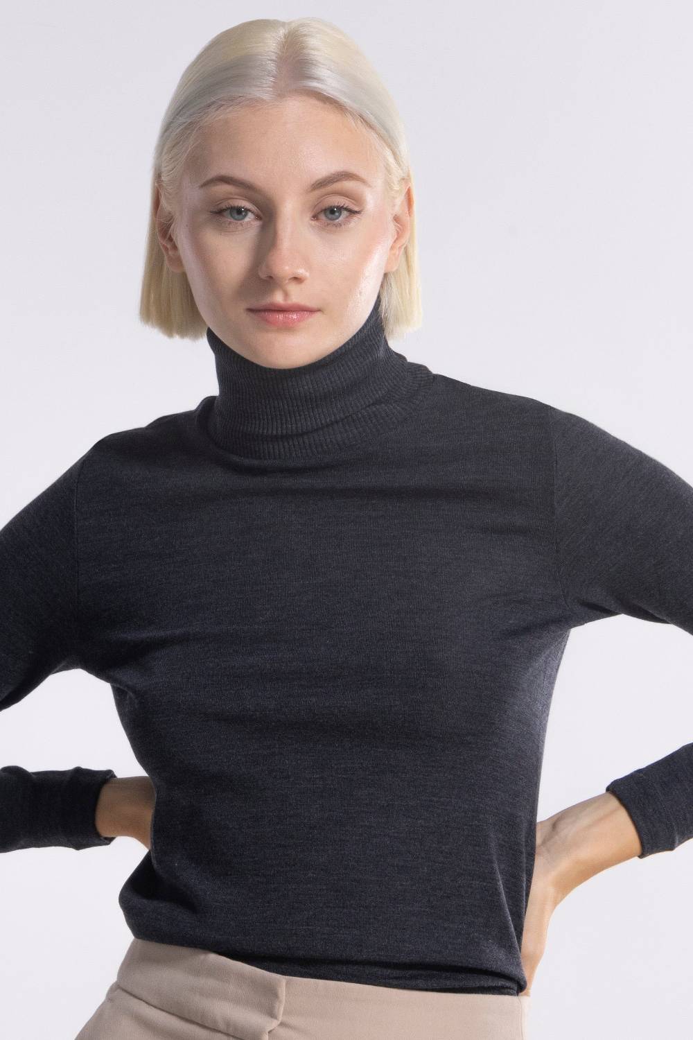 Oscalito Maglia Dolcevita a Maniche Lunghe in tessuto liscio di Lana e Seta 3478 Saldi Di Fabbrica