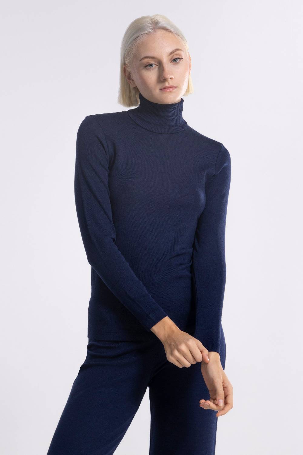 Oscalito Maglia Dolcevita a Maniche Lunghe in tessuto liscio di Lana e Seta 3478 Saldi Di Fabbrica