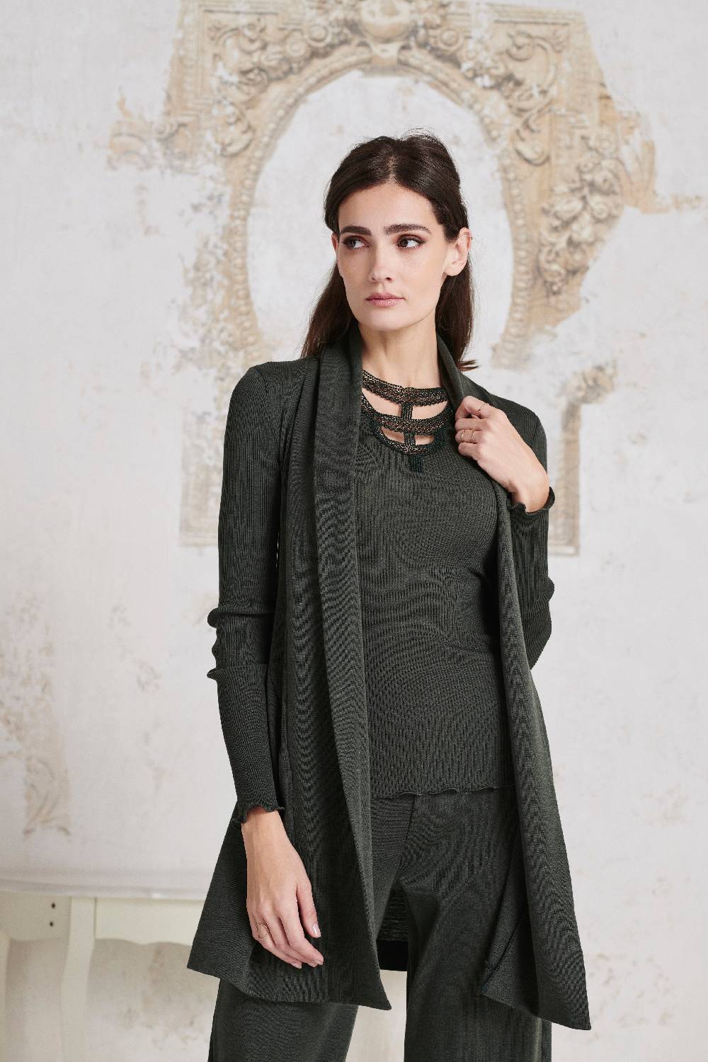 Oscalito Cardigan Lungo in Lana e Seta 3463 In Saldo