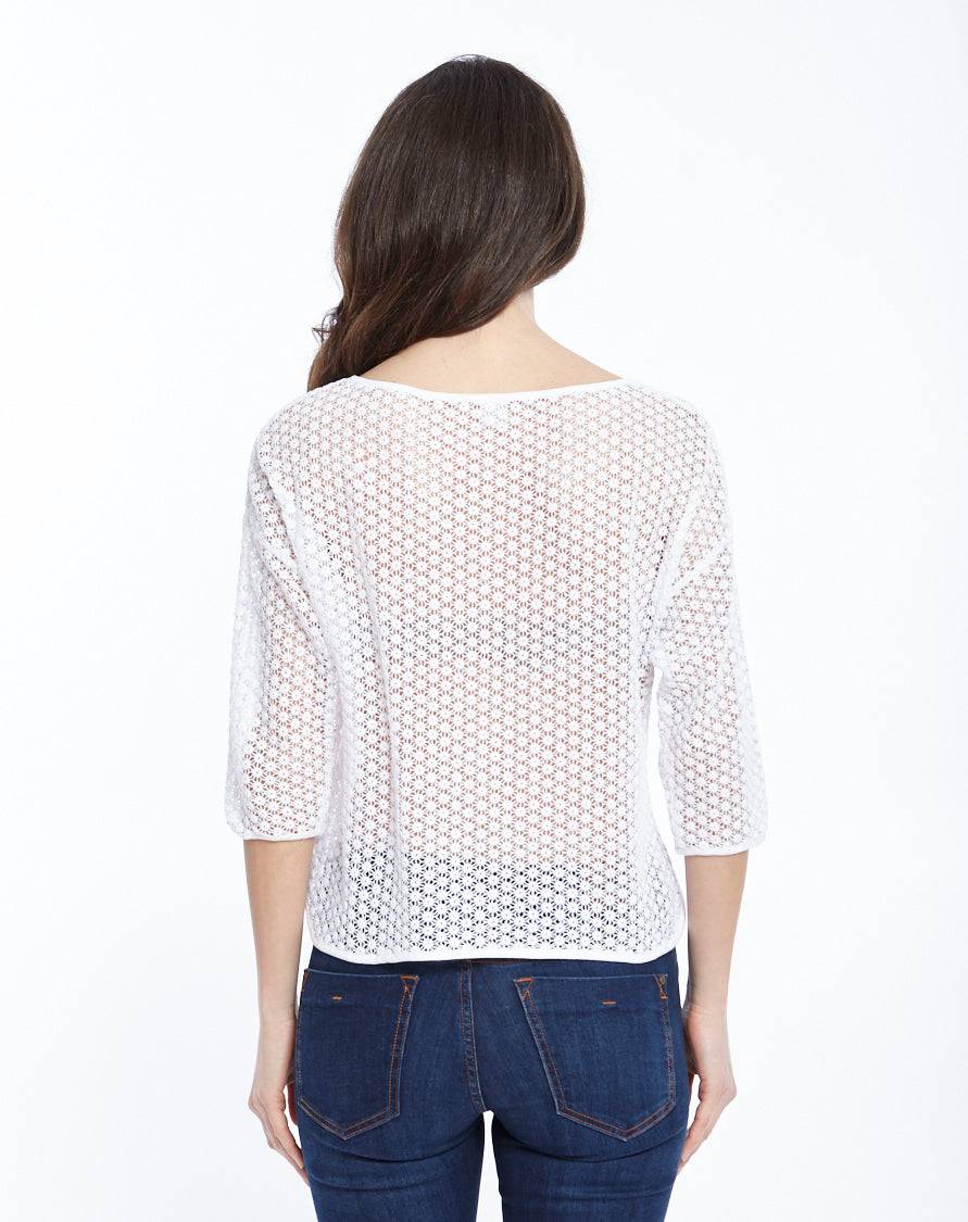 Oscalito Camicia Manica Tre Quarti in Micromacramè Allover 8506 Fino Al -60%