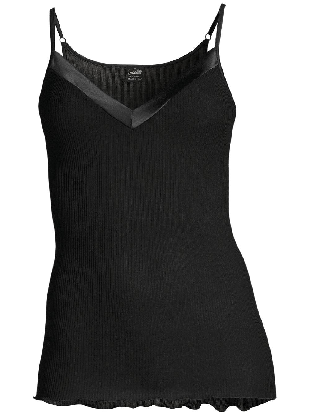 Oscalito Filoscozia Top Scollo V con Bordi in Raso 16130 Italia