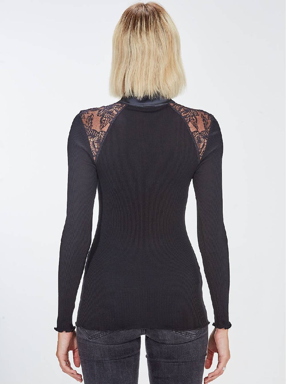 Oscalito Camicia Collo Alto Chantilly Maniche Lunghe in Lana e Seta 5868 Fino Al -60%