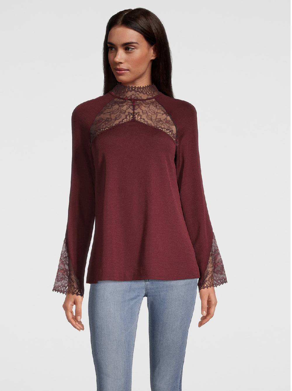 Oscalito Manica lunga in Lana e Seta con Pizzo Leavers 6468 Sconto
