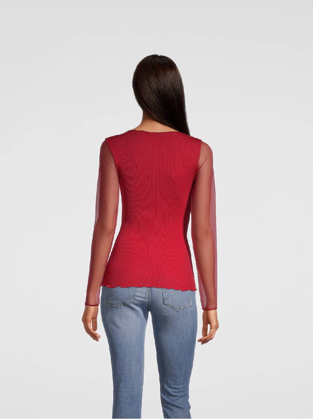 Oscalito Girocollo maniche lunghe fascia macramè con piccole frange 6488 Vendita Calda
