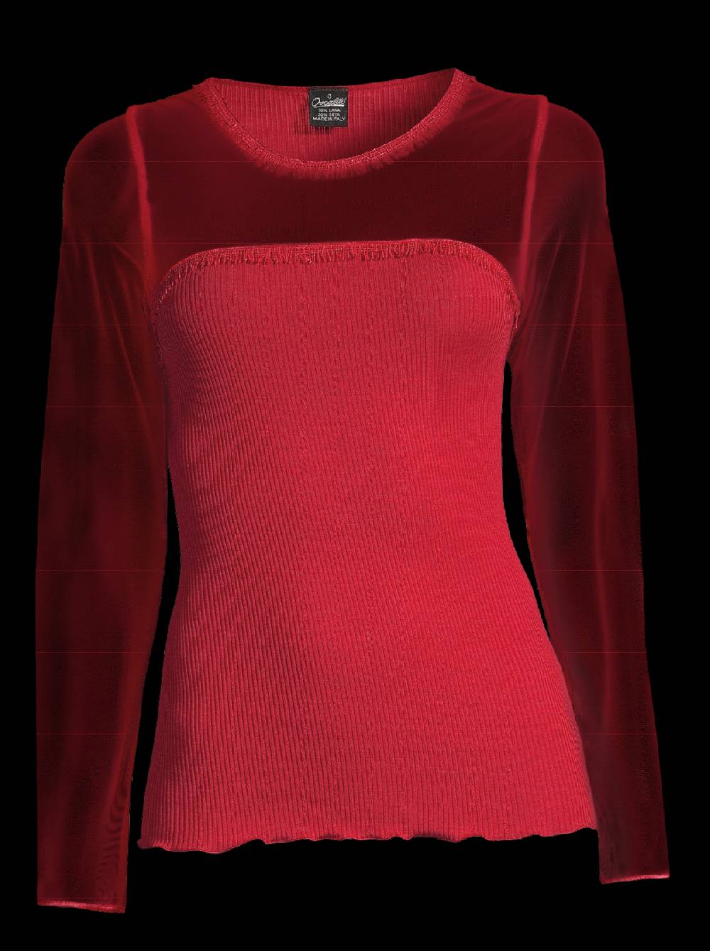 Oscalito Girocollo maniche lunghe fascia macramè con piccole frange 6488 Vendita Calda