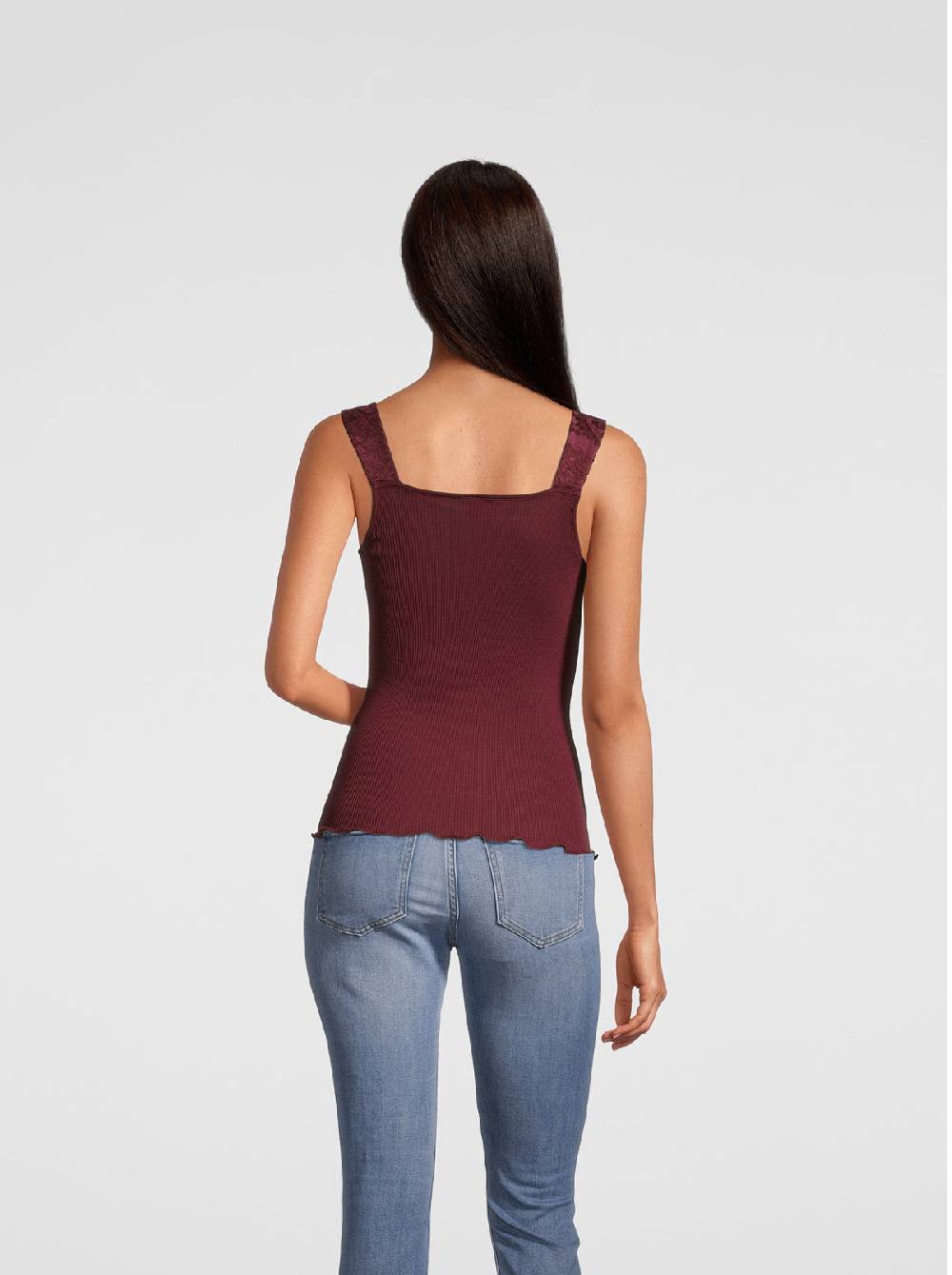 Oscalito Top in Lana e Seta con Pizzo Leavers all over 6420 In Saldo