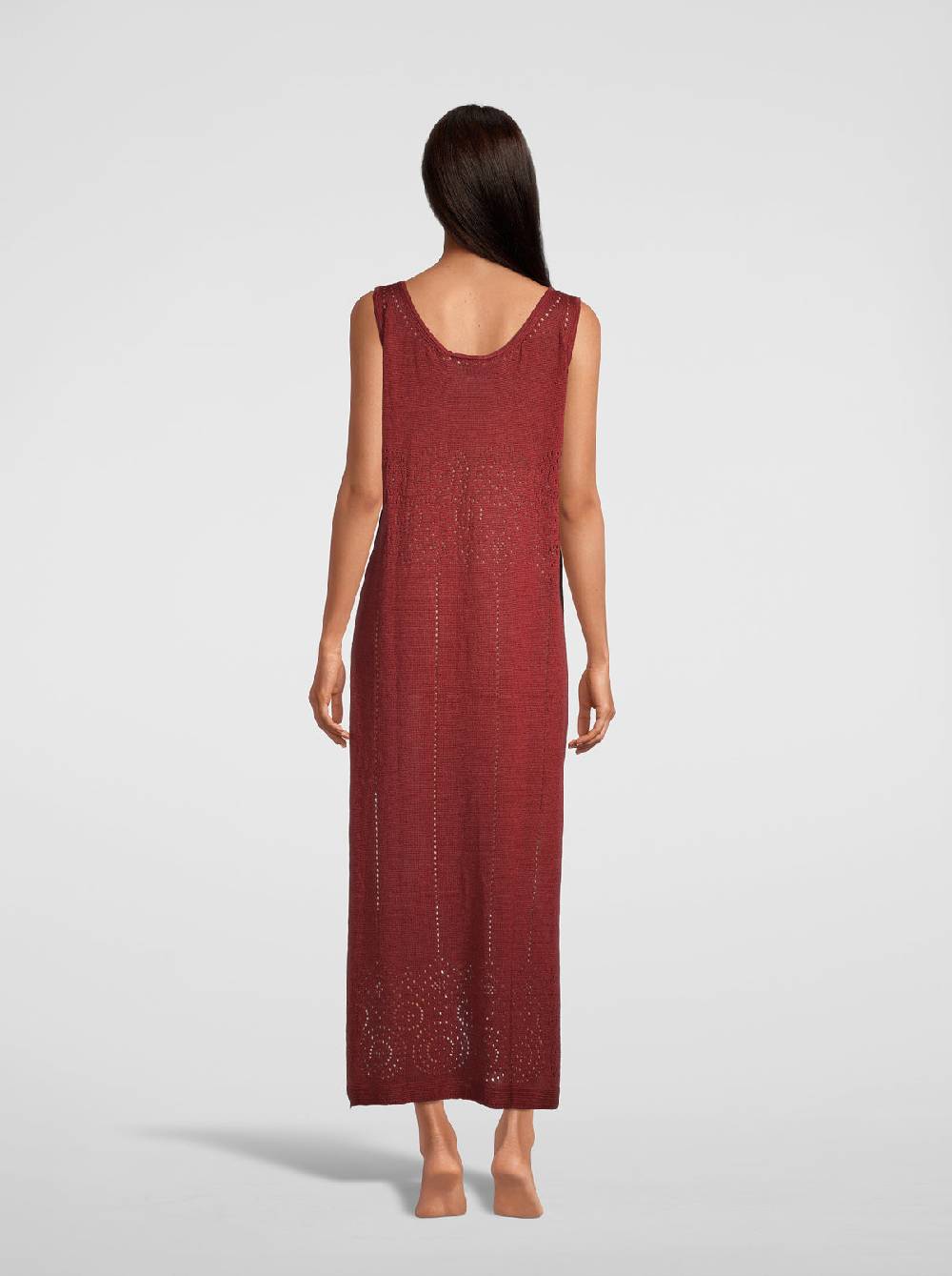 Oscalito Abito lungo senza maniche in maglia di puro lino 6588 Spedizione Gratuita