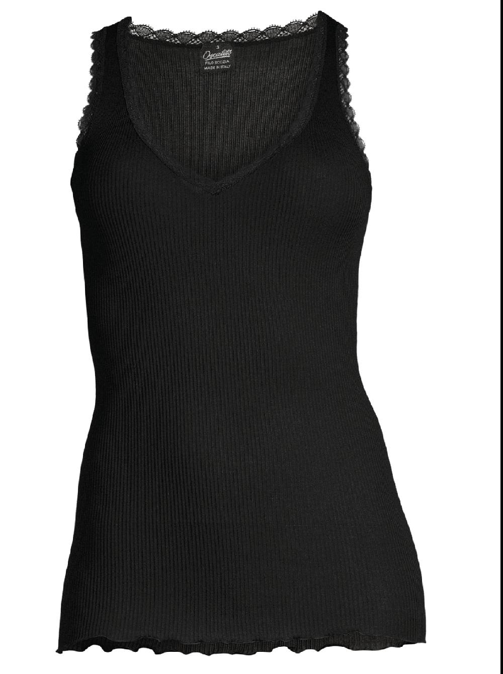 Oscalito Canotta Filoscozia® Scollo a V con Micro Pizzo Leavers 3172 I Più Venduti
