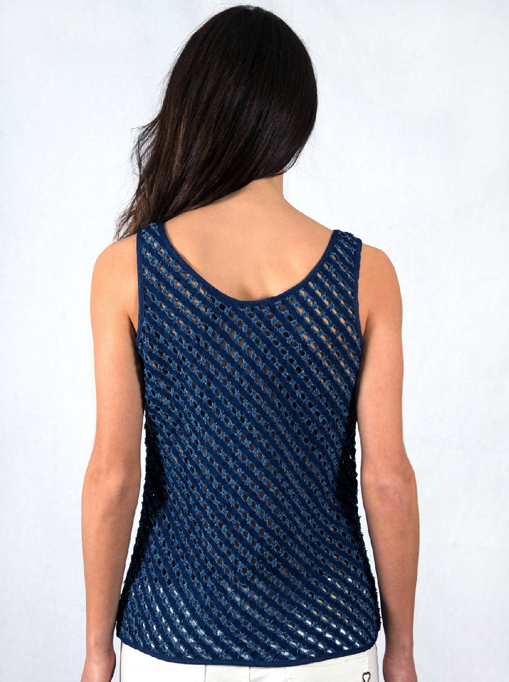 Oscalito Canotta in misto cotone denim laserato 4600 In Linea