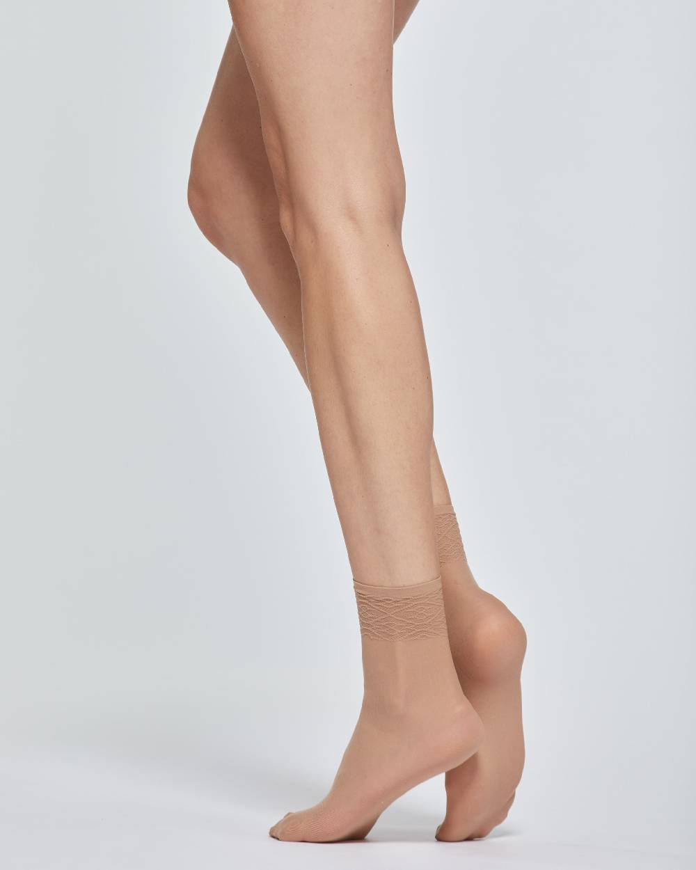 Pompea CALZA CORTA LADY VELATA CON BORDO IN PIZZO x2 Saldi Di Fabbrica