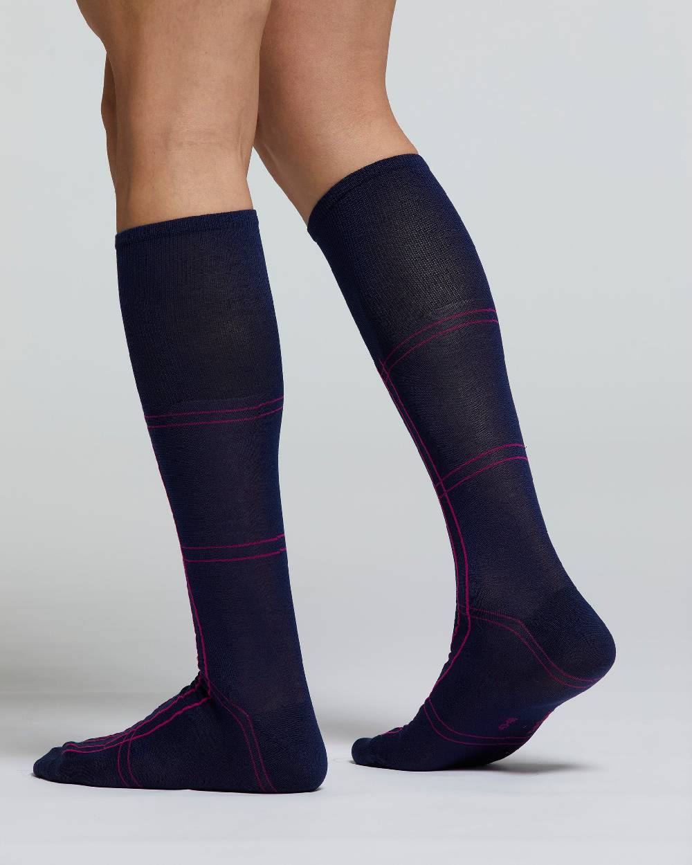 Pompea CALZA LUNGA COTONE AMARANTO MOTIVO A RIGHE Pezzi Unici