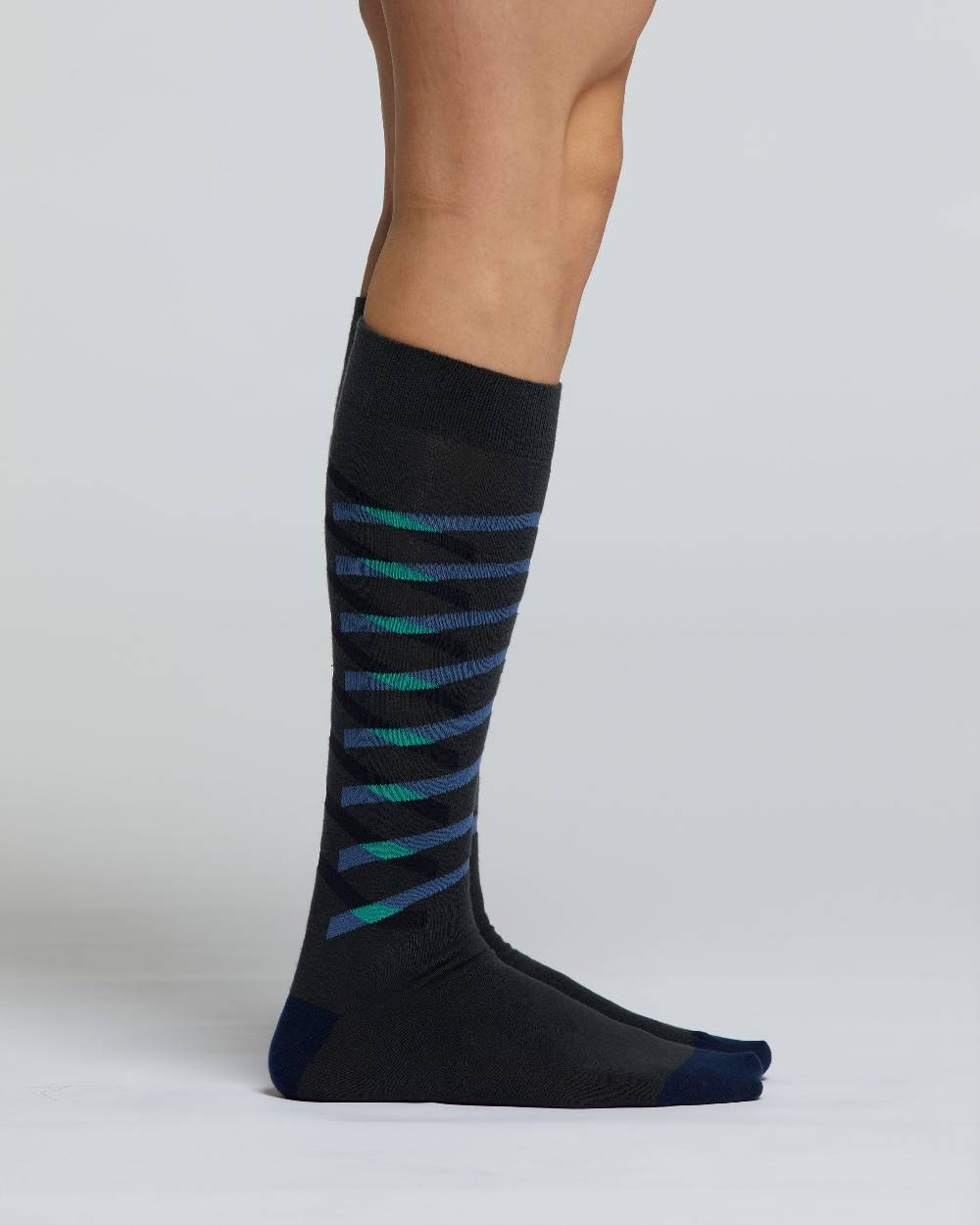 Pompea CALZA LUNGA COTONE ROVERE MOTIVO RIGHE INTRECCIATE