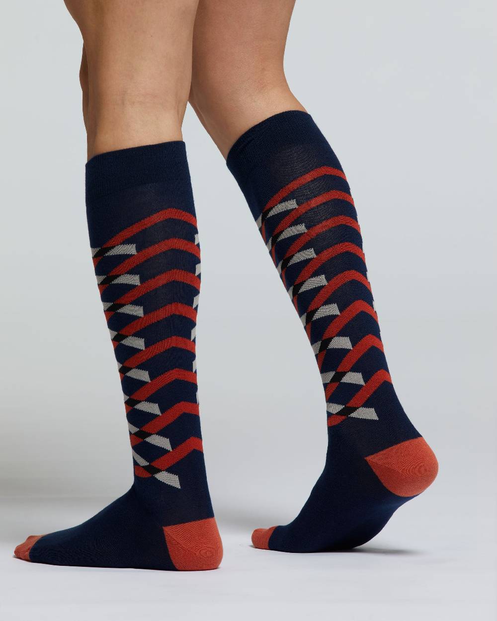 Pompea CALZA LUNGA COTONE ROVERE MOTIVO RIGHE INTRECCIATE Offerta esclusiva