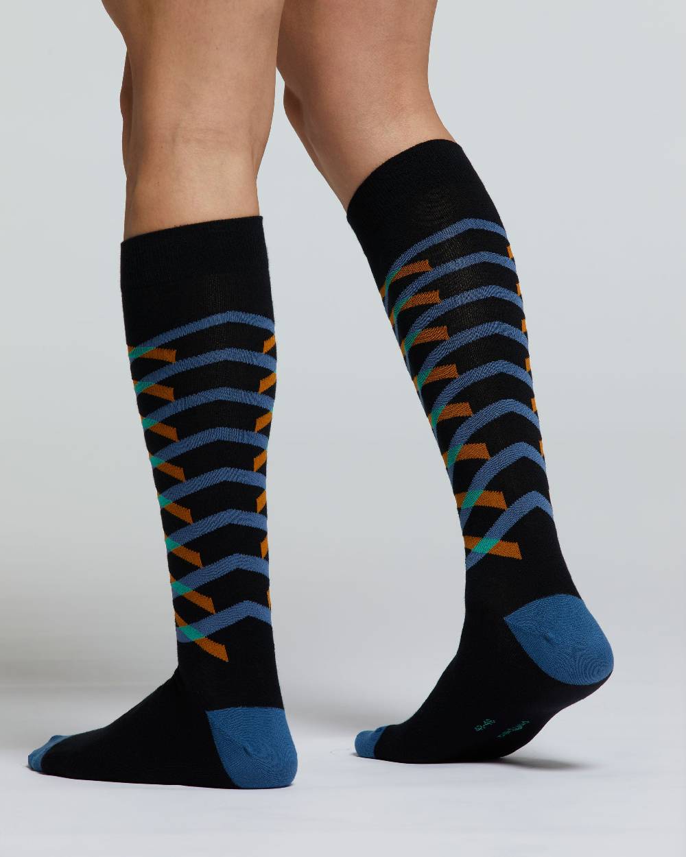 Pompea CALZA LUNGA COTONE ROVERE MOTIVO RIGHE INTRECCIATE Vendite stagionali