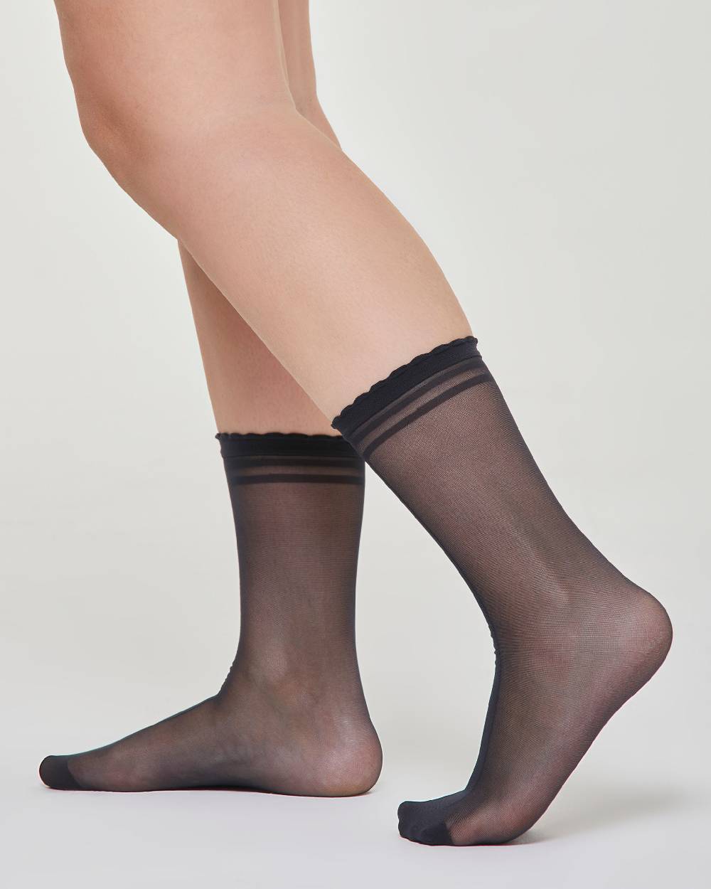 Pompea Calzino velato Mica con riga verticale Nuovo