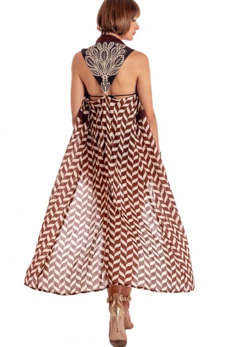 Pin Up Stars VESTITO GILET LUNGO STAMPA BEAUTIFUL TREE In Linea