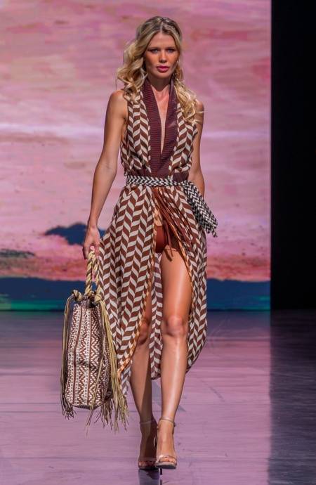 Pin Up Stars VESTITO GILET LUNGO STAMPA BEAUTIFUL TREE In Linea