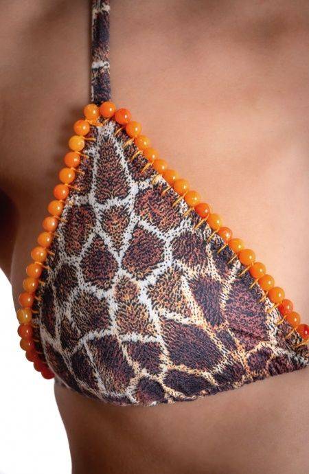 Pin Up Stars BIKINI TRIANGOLO IMBOTTITO DAINETTO CON RICAMO PERLINE STAMPA GIRAFFA Negozio