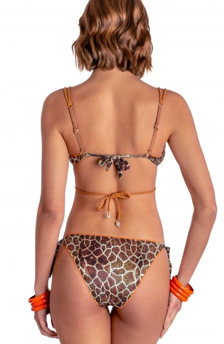 Pin Up Stars BIKINI BRASSIERE IMBOTTITA DAINETTO CON LACCI INTRECCIATI STAMPA GIRAFFA In Saldo
