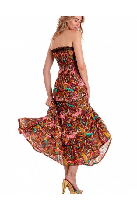 Pin Up Stars ABITO LUNGO CON CINTURA STAMPA TROPICAL 2025