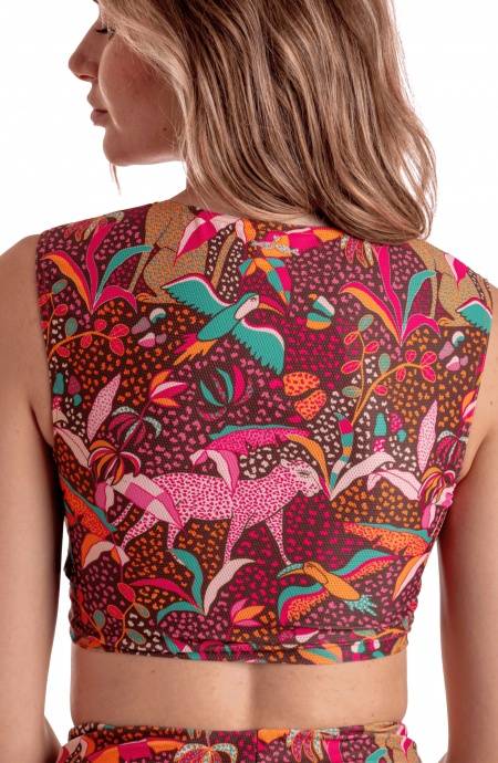 Pin Up Stars TOP INCROCIATO STAMPA TROPICAL In Linea