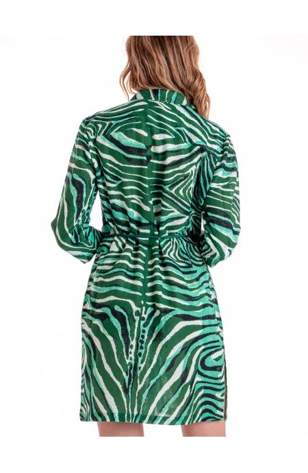 Pin Up Stars ABITO CHEMISIER CON CINTURA STAMPA ZEBRA Promozione Limitata