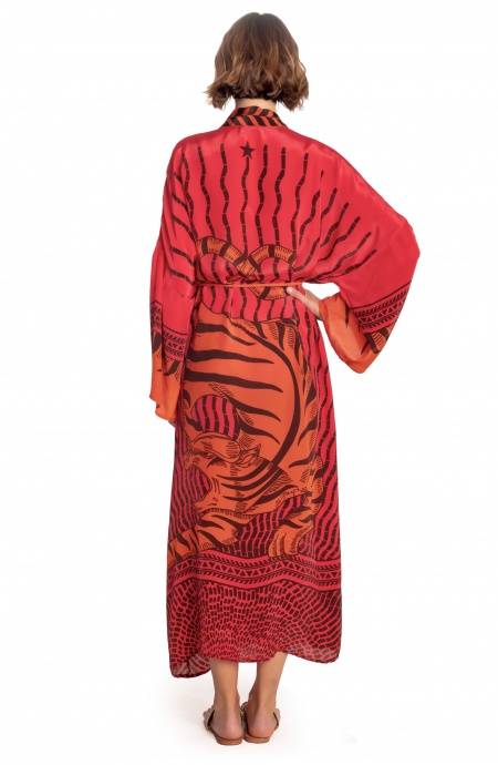Pin Up Stars KIMONO LUNGO STAMPA TIGER SUN Offerta