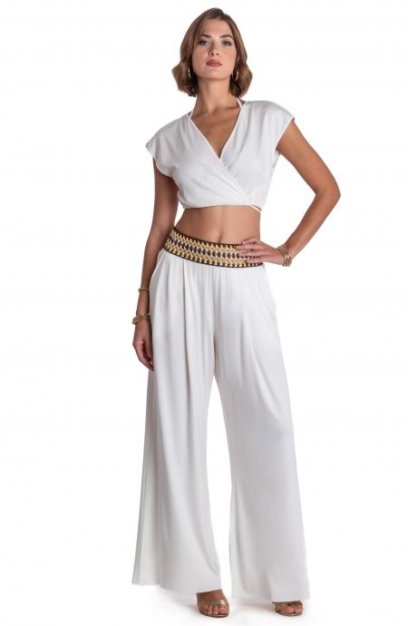 Pin Up Stars PANTALONE PALAZZO CON PASSAMANERIA CROCHET Saldi Di Fabbrica