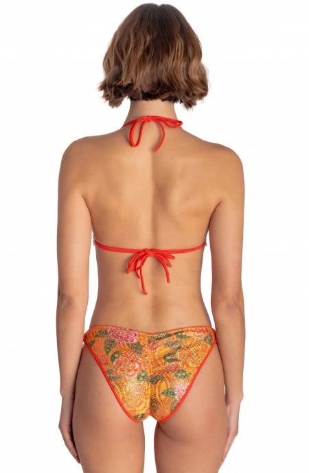 Pin Up Stars BIKINI TRIANGOLO IMBOTTITO PIZZO MACRAMÈ STAMPA FLOWER BIRD Italia