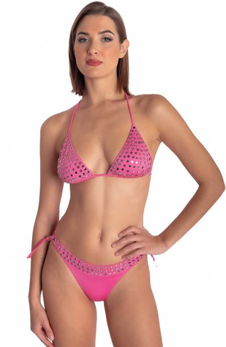 Pin Up Stars BIKINI TRIANGOLO IMBOTTITO CON CRISTALLI SPECCHIETTI Pezzi Unici