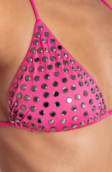 Pin Up Stars BIKINI TRIANGOLO IMBOTTITO CON CRISTALLI SPECCHIETTI Pezzi Unici