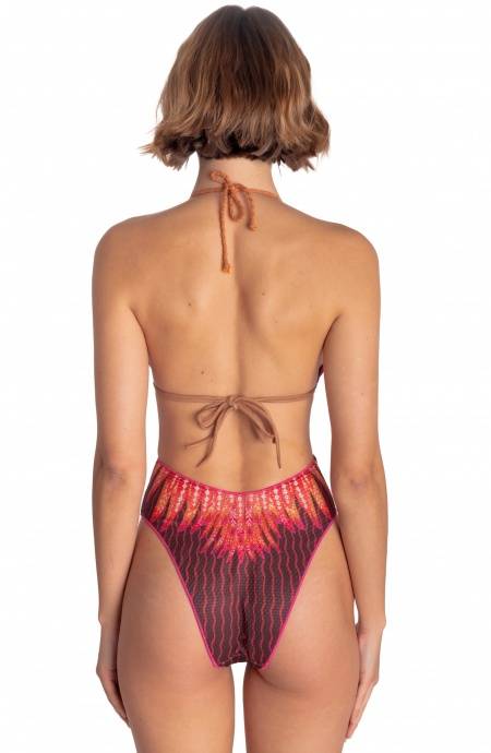 Pin Up Stars COSTUME DA BAGNO INTERO CUT-OUT CON BORCHIE STAMPA WINGS Qualità Garantita