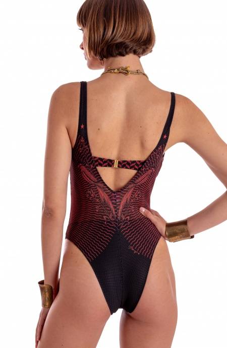 Pin Up Stars COSTUME DA BAGNO INTERO CON FASCIA IMBOTTITA E ACCESSORIO STAMPA TIGER SUN Affare Del Giorno