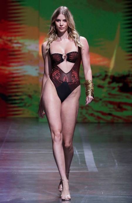 Pin Up Stars COSTUME DA BAGNO INTERO CON FASCIA IMBOTTITA E ACCESSORIO STAMPA TIGER SUN Affare Del Giorno