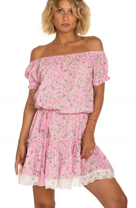 Pin Up Stars Abito Maniche A Palloncino Flower Print Economico