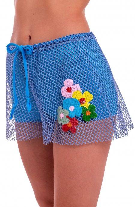 Pin Up Stars Short Rete Lurex Con Culotte Ricamo Fiori Paillettes Vendita Calda