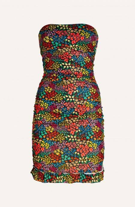 Pin Up Stars Tubino Off-Shoulders Arricciato Lurex Stampa Tutti Frutti Italia