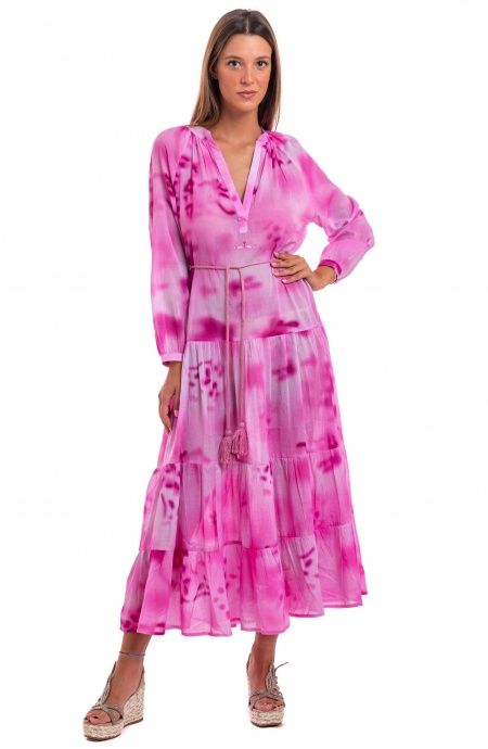 Pin Up Stars Caftano Maniche Lunghe Tie Dye Nuovo