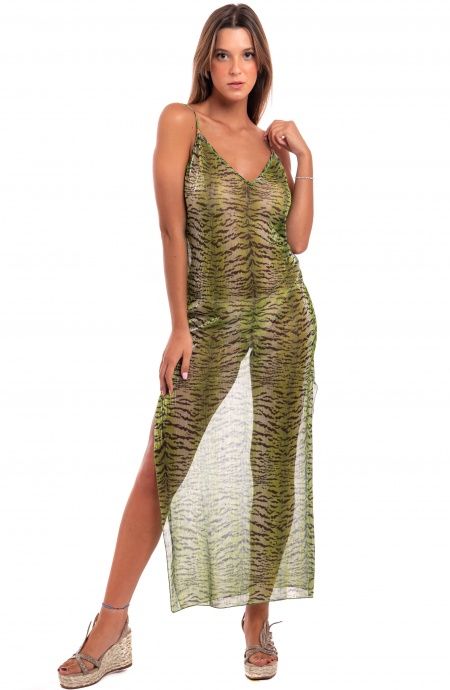 Pin Up Stars Abito Sottoveste Crepon Lamè Stampa Tigre Negozi Online